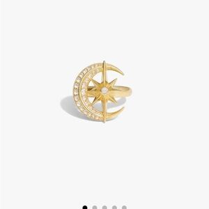 New awe inspired cosmic meditiation ring Gold Crescent Moon and Star